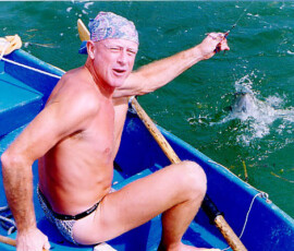 Catching a bite during my live-aboard days, 1996 Catching a bite during my live-aboard days, 1996